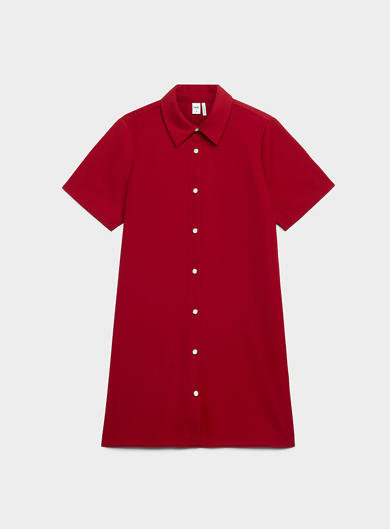 Twik: La robe chemise boutons perl&eacute;s Noir pour femme