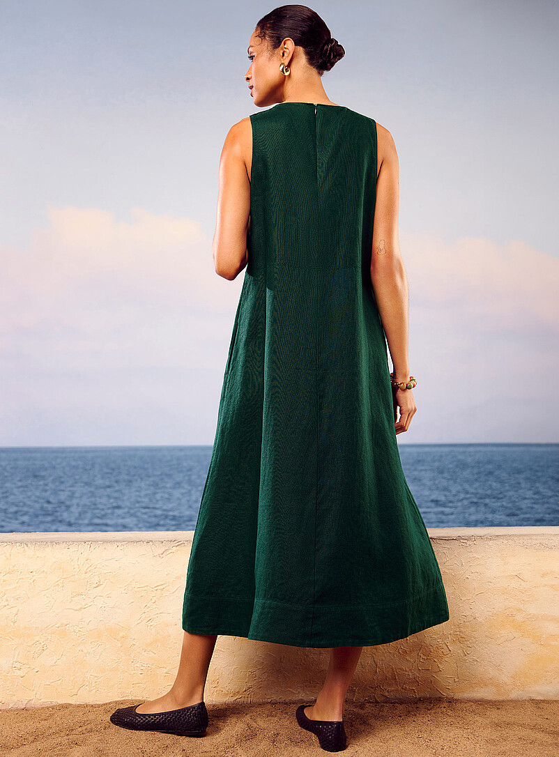 Contemporaine Sand Pure linen trapeze maxi dress for women