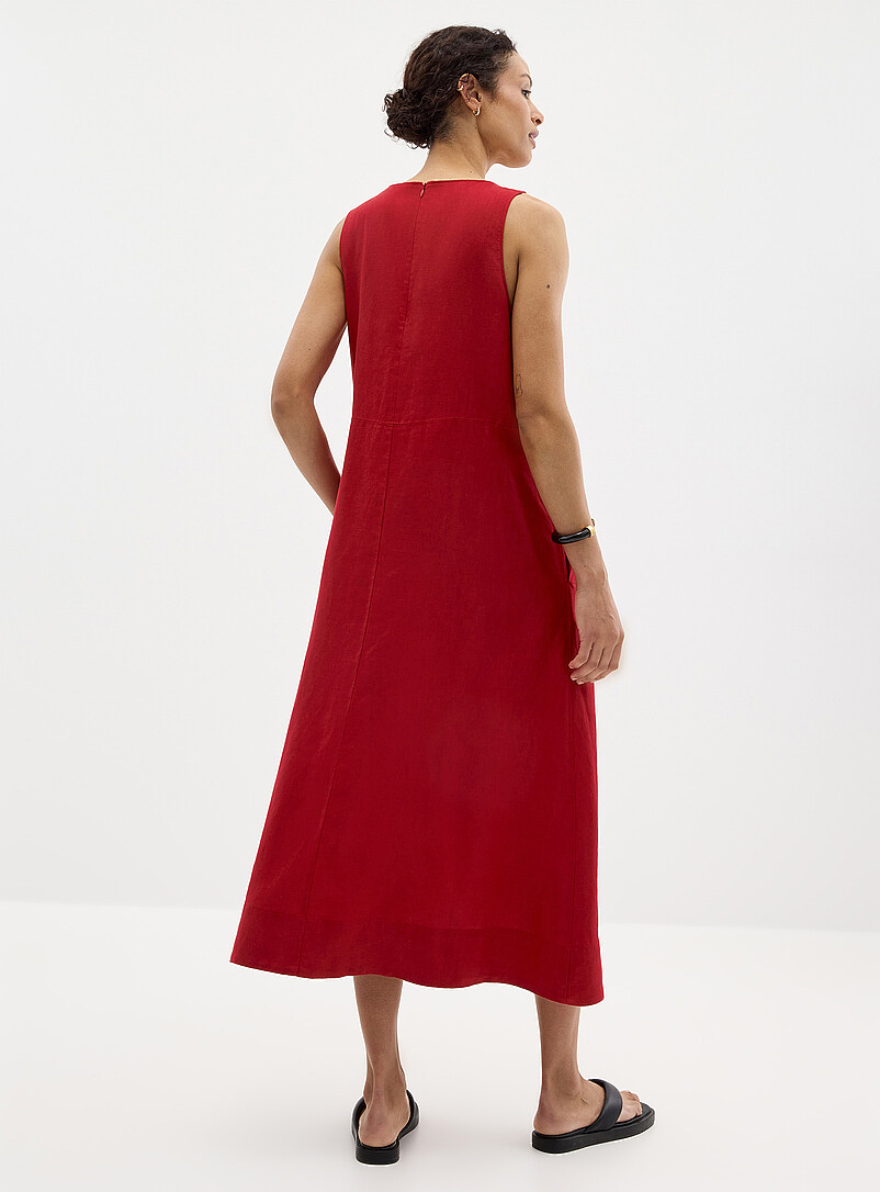 Contemporaine: La robe maxi trap&egrave;ze pur lin Bleu fonc&eacute; - Indigo pour femme