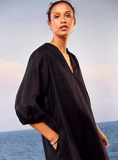 La robe ample manches 3/4 pur lin