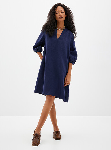 La robe ample manches 3/4 pur lin
