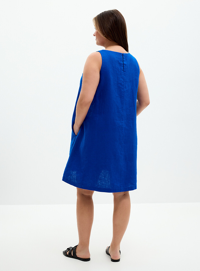 Contemporaine: La minirobe trap&egrave;ze pur lin Kaki - Sauge - Olive pour femme