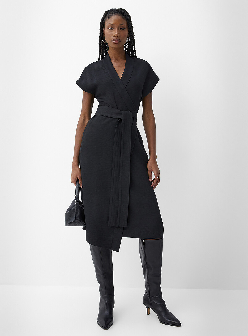 Piqu wrap dress | Icne | Shop Midi Dresses | Simons