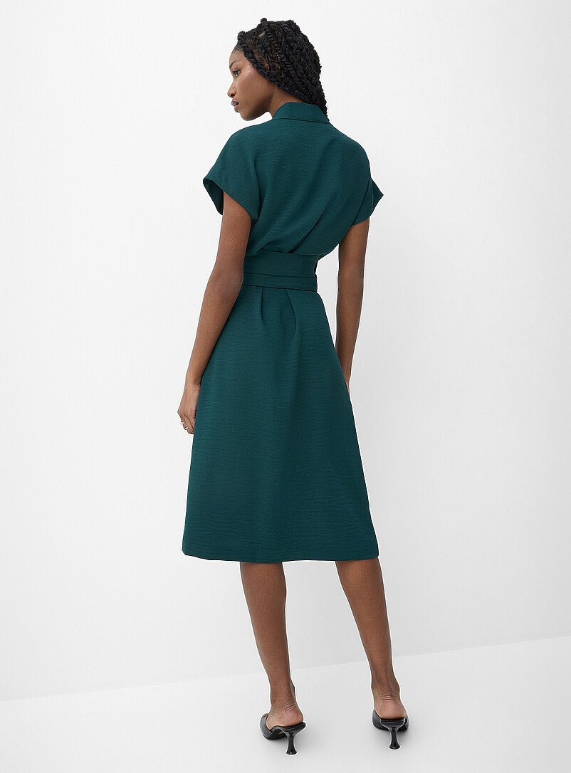 Ic&ocirc;ne: La robe portefeuille piqu&eacute;e Noir pour femme
