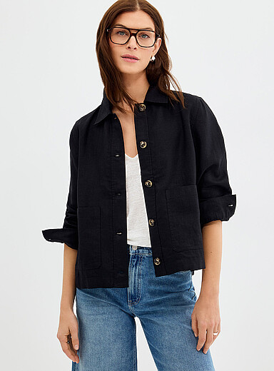 La veste poches plaqu&eacute;es pur lin