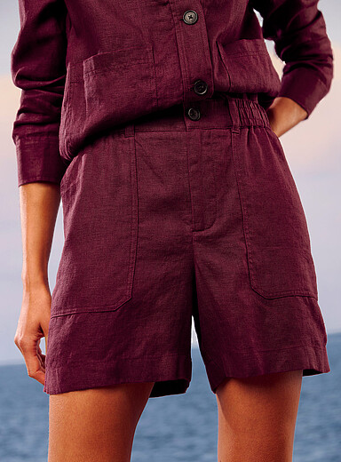 Le short poches XL pur lin <b>Coupe : jambe large, taille haute</b>