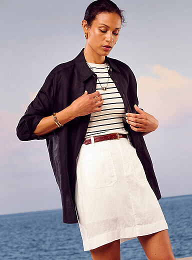 Patch pockets pure linen skort