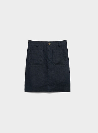 Patch pockets pure linen skort