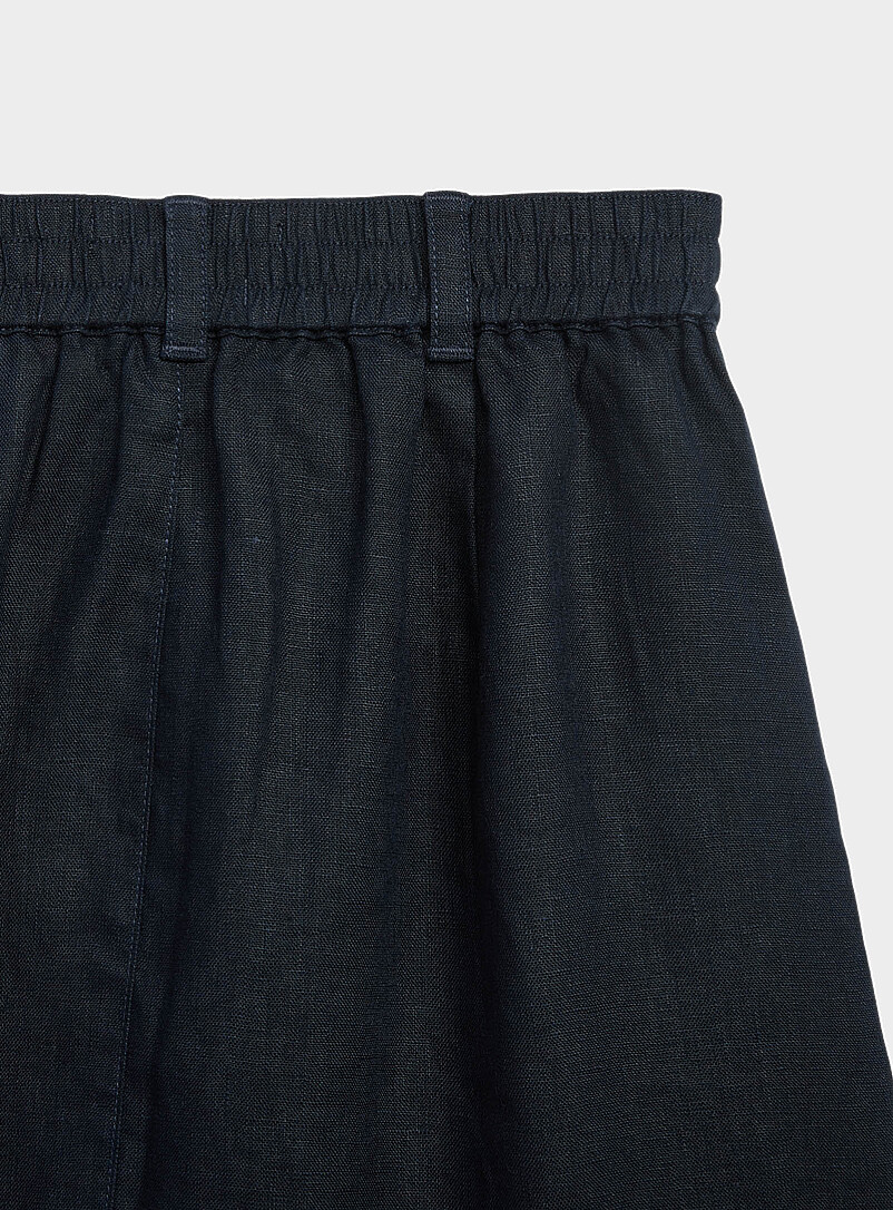 Contemporaine Navy/Midnight Blue Patch pockets pure linen skort for women