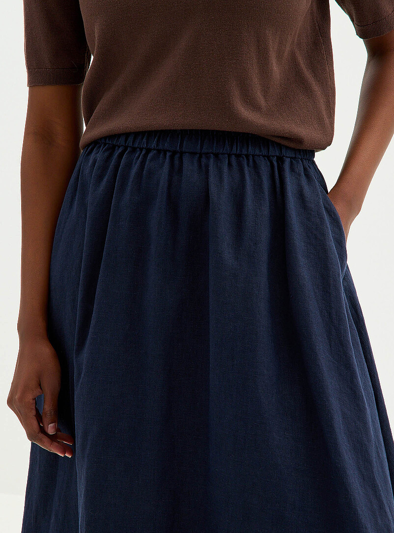 Contemporaine White Pure linen flared skirt for women