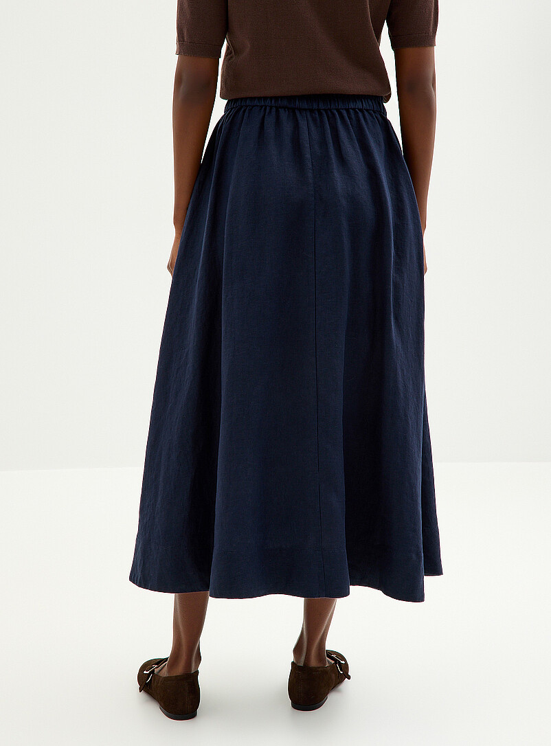 Contemporaine White Pure linen flared skirt for women
