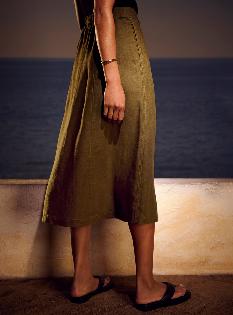 Contemporaine Royal/Sapphire Blue Pure linen button-up skirt for women