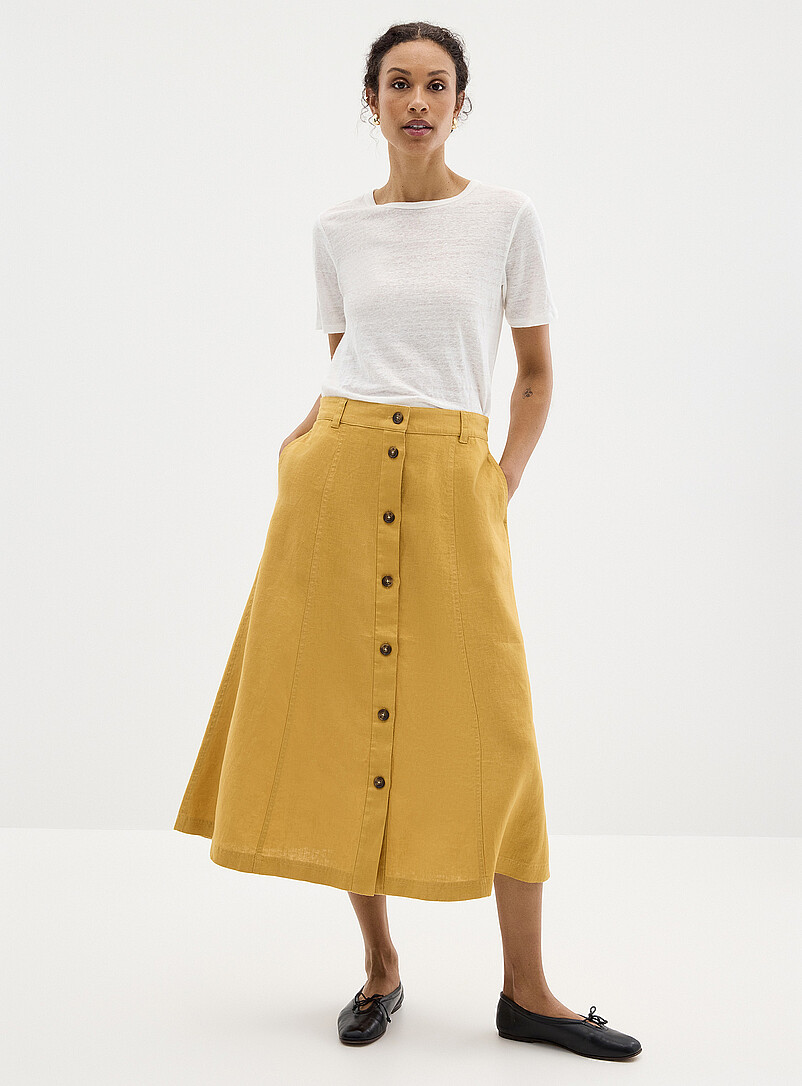 Contemporaine Royal/Sapphire Blue Pure linen button-up skirt for women