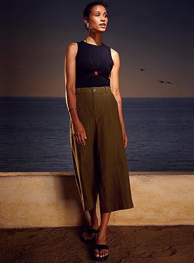 Le pantacourt poches XL pur lin <b>Coupe : jambe large, taille haute</b>