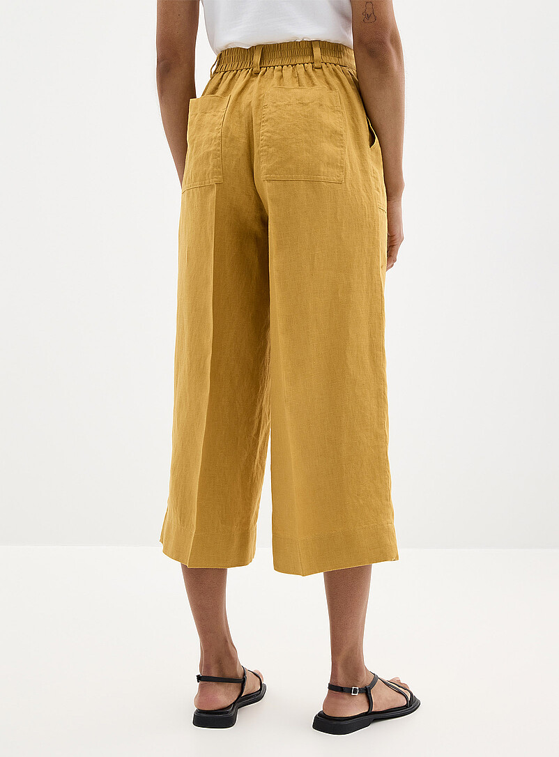 Contemporaine White XL pockets pure linen cropped pant <b>Fit: Wide leg, high rise</b> for women