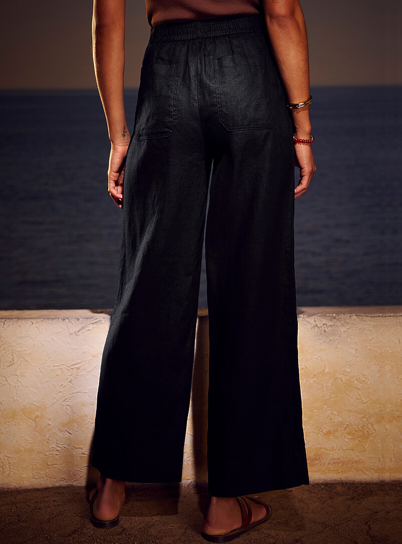 Patch pockets pure linen pant Fit: Wide leg, high rise