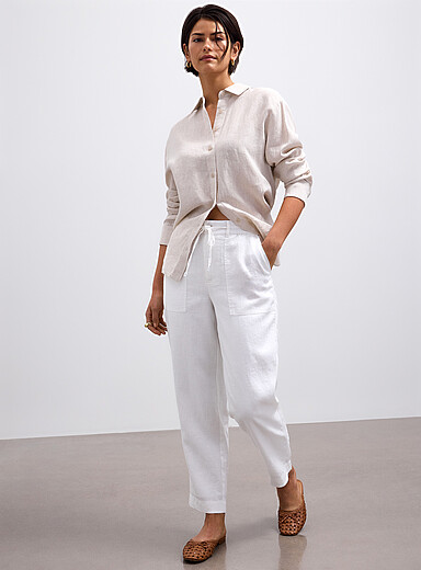 XL pockets pure linen pant <b>Fit: Slim leg, high rise</b>