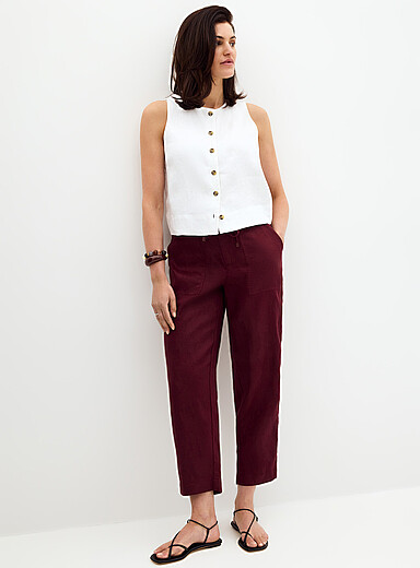 Le pantalon poches XL pur lin <b>Coupe : jambe &eacute;troite, taille haute</b>