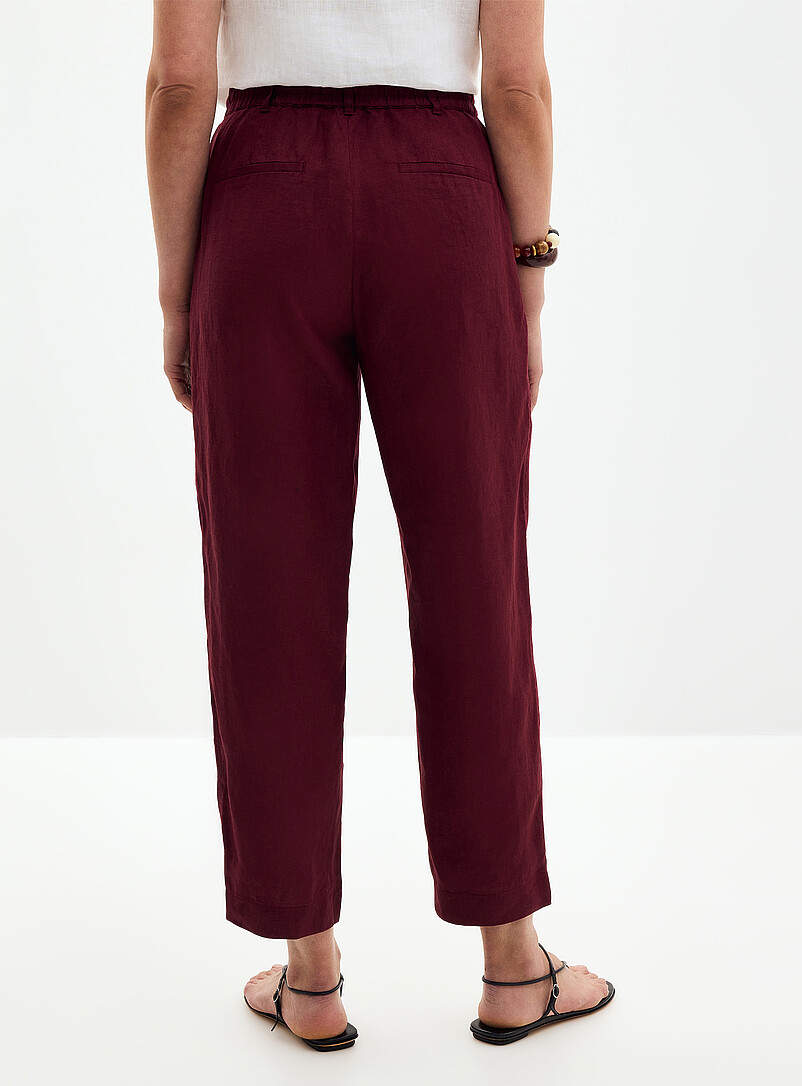 Contemporaine: Le pantalon poches XL pur lin <b>Coupe : jambe &eacute;troite, taille haute</b> Bleu marine - Bleu nuit pour femme