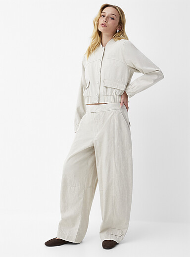 Le pantalon ballon m&eacute;lange de lin