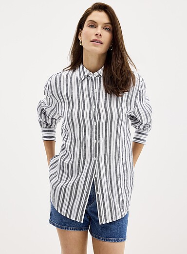 La chemise ample pur lin &agrave; rayures