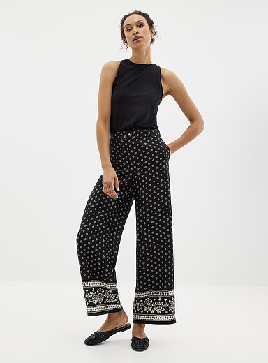 Scarf mosaic linen pant <b>Fit: Wide leg, high rise</b>