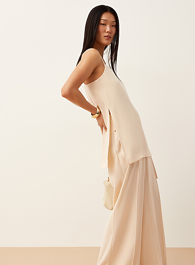 Thin straps flowy tunic cami