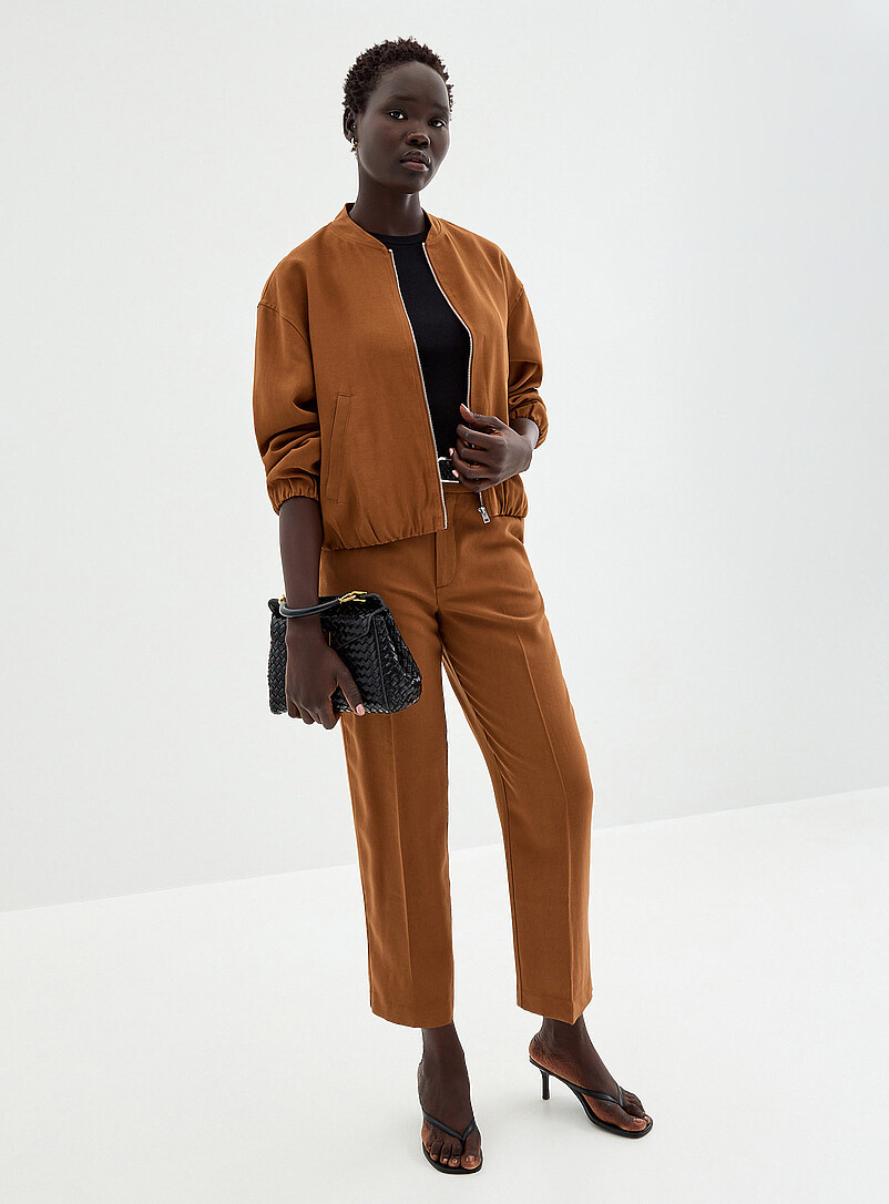 Contemporaine: Le blouson fluide poignets &eacute;lastiques Brun pour femme