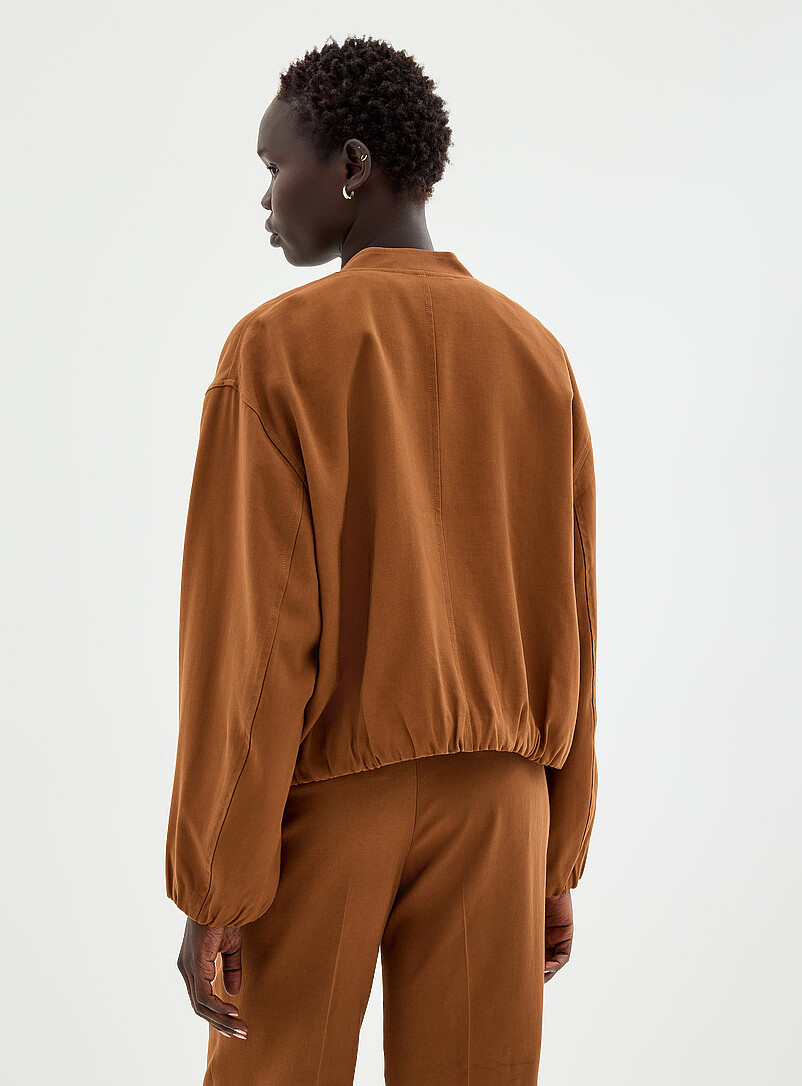 Contemporaine: Le blouson fluide poignets &eacute;lastiques Brun pour femme