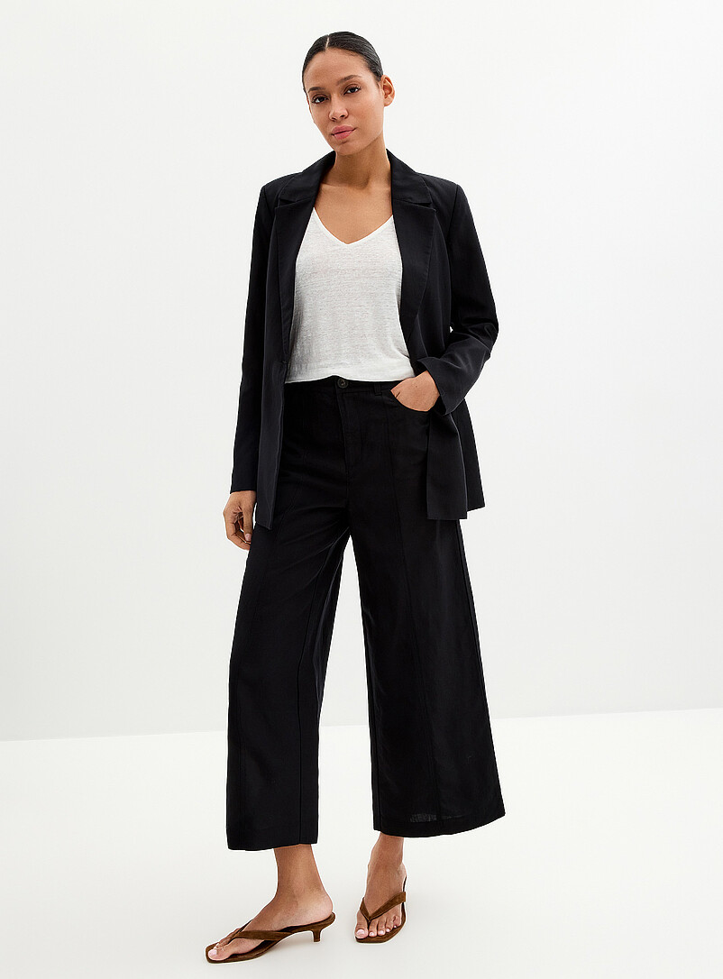 Contemporaine: Le veston coupe d&eacute;conctract&eacute;e lyocell-lin Sable pour femme