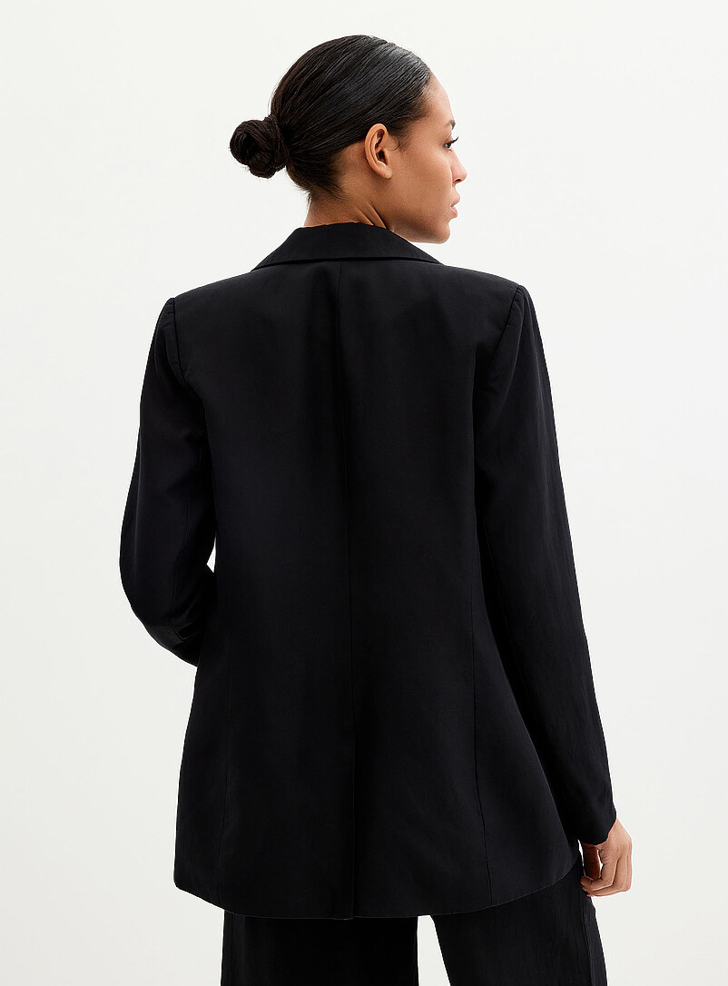 Contemporaine: Le veston coupe d&eacute;conctract&eacute;e lyocell-lin Sable pour femme