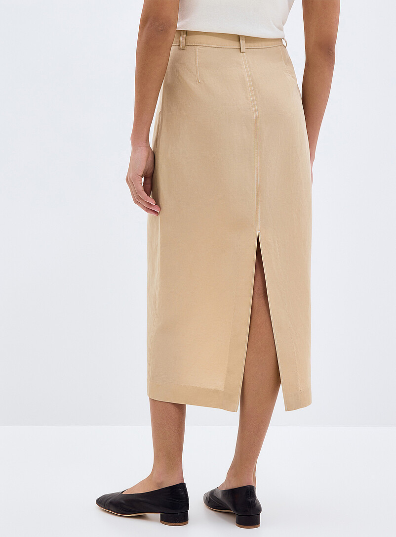Contemporaine Sand Back slit linen-lyocell skirt for women