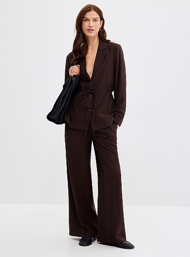 Flowy hammered pant <b>Fit: Wide leg, high rise</b>
