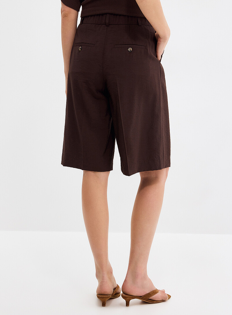 Contemporaine Chocolate/Espresso Flowy hammered Bermuda short <b>Fit: Wide leg, high rise</b> for women