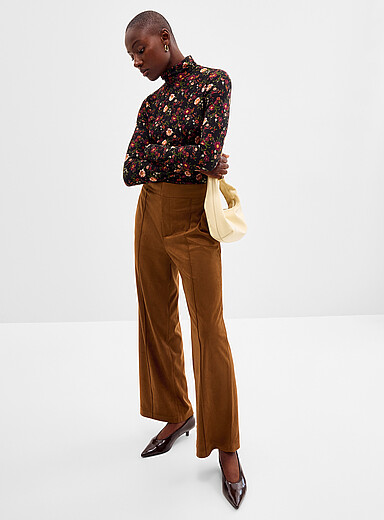 Pintuck faux-suede pant <b>Fit: Wide leg, high rise</b>