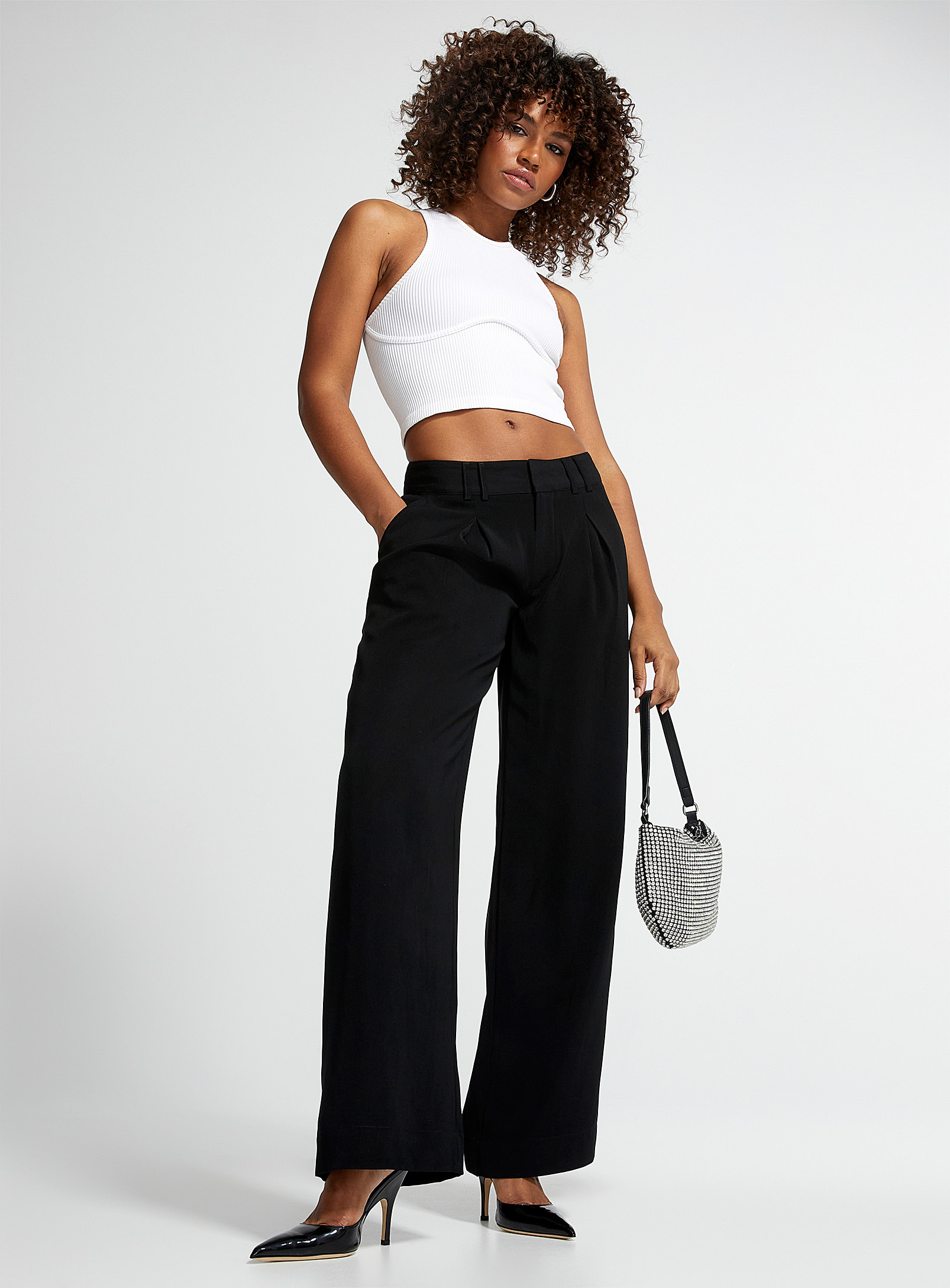 Icone Fluid Pleated Wide-leg Pant In Black | ModeSens