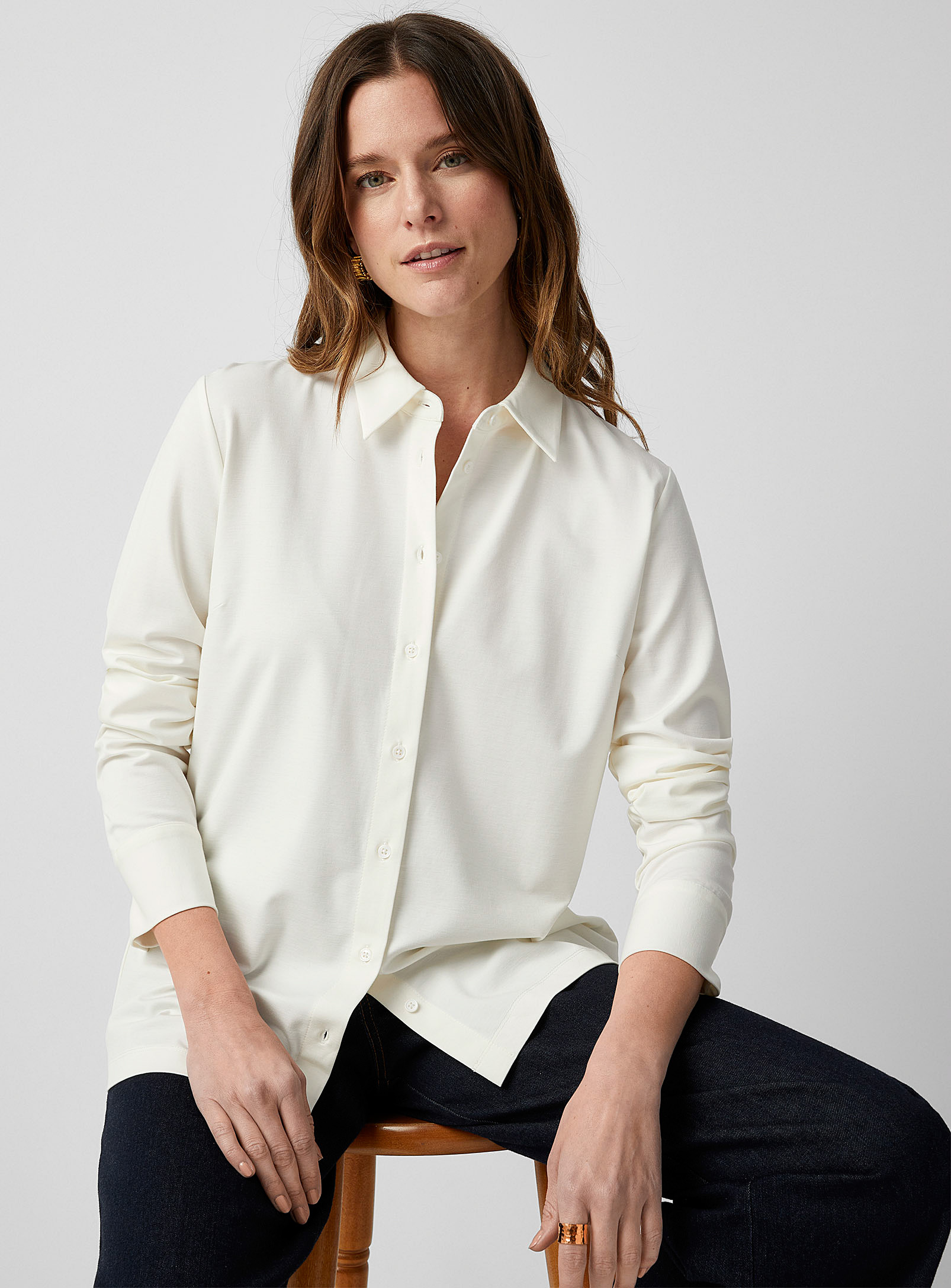 Contemporaine Longline Jersey Shirt In White