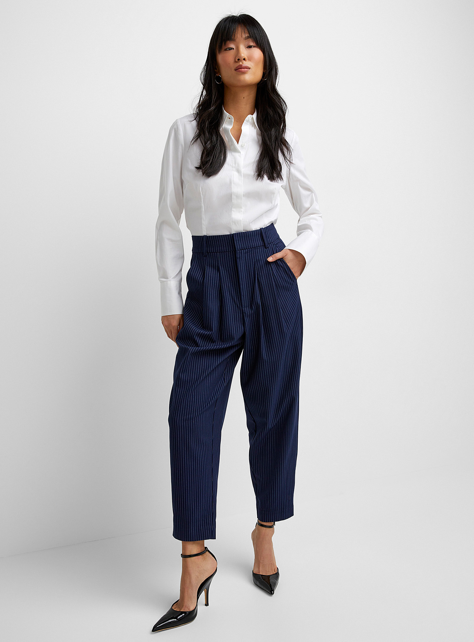 Icone Pleated Balloon Pant In Patterned Blue