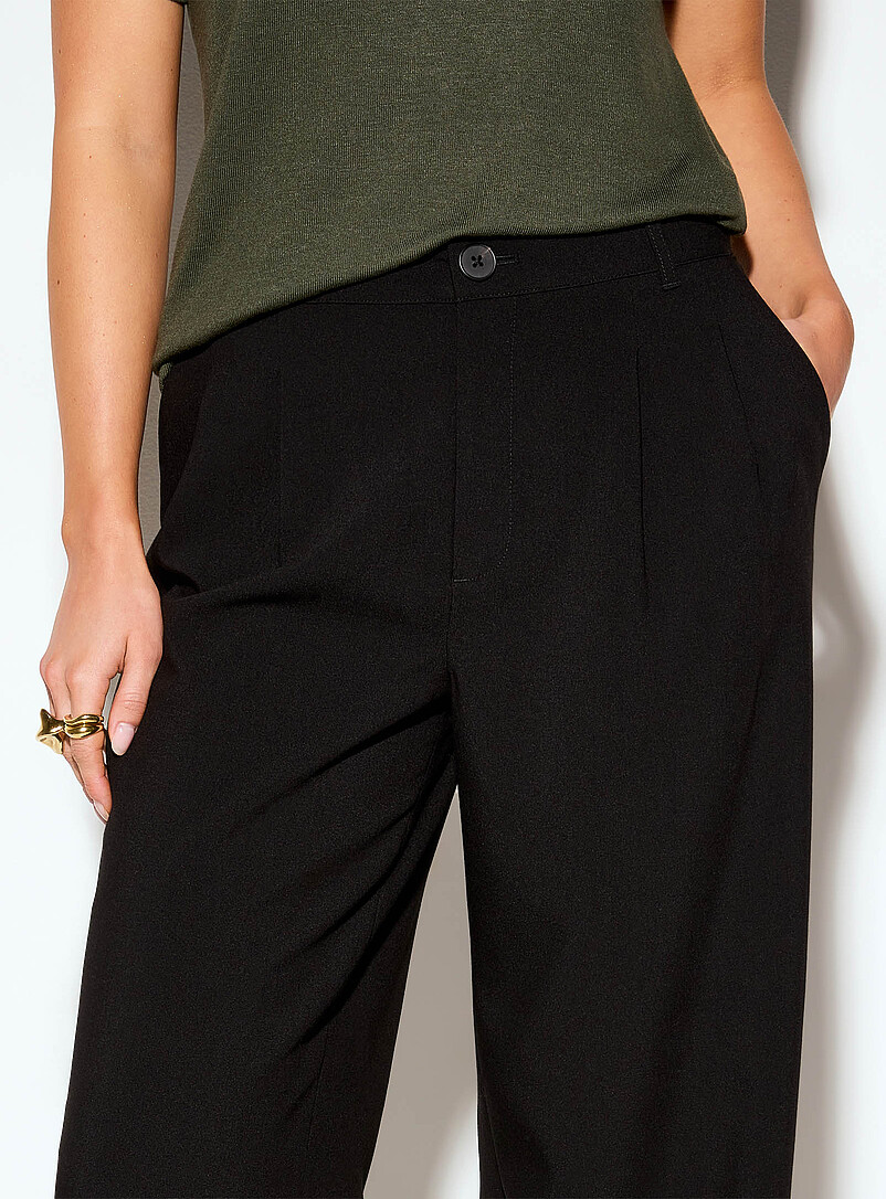 Pleated-waist thick crepe wide-leg pant product image 2