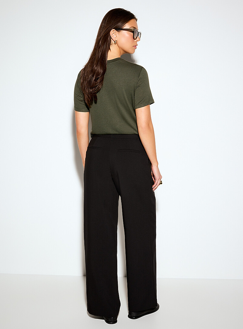 Pleated-waist thick crepe wide-leg pant product image 3
