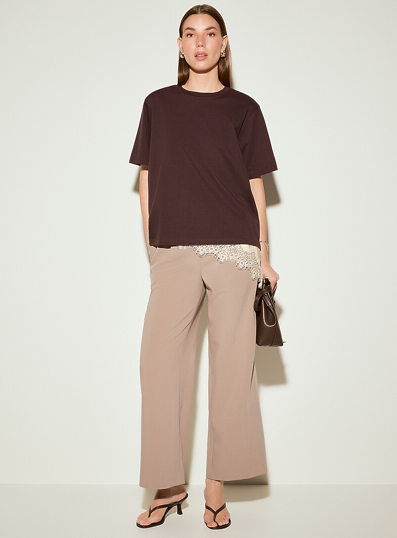 Pleated-Waist Thick Crepe Wide-Leg Pant