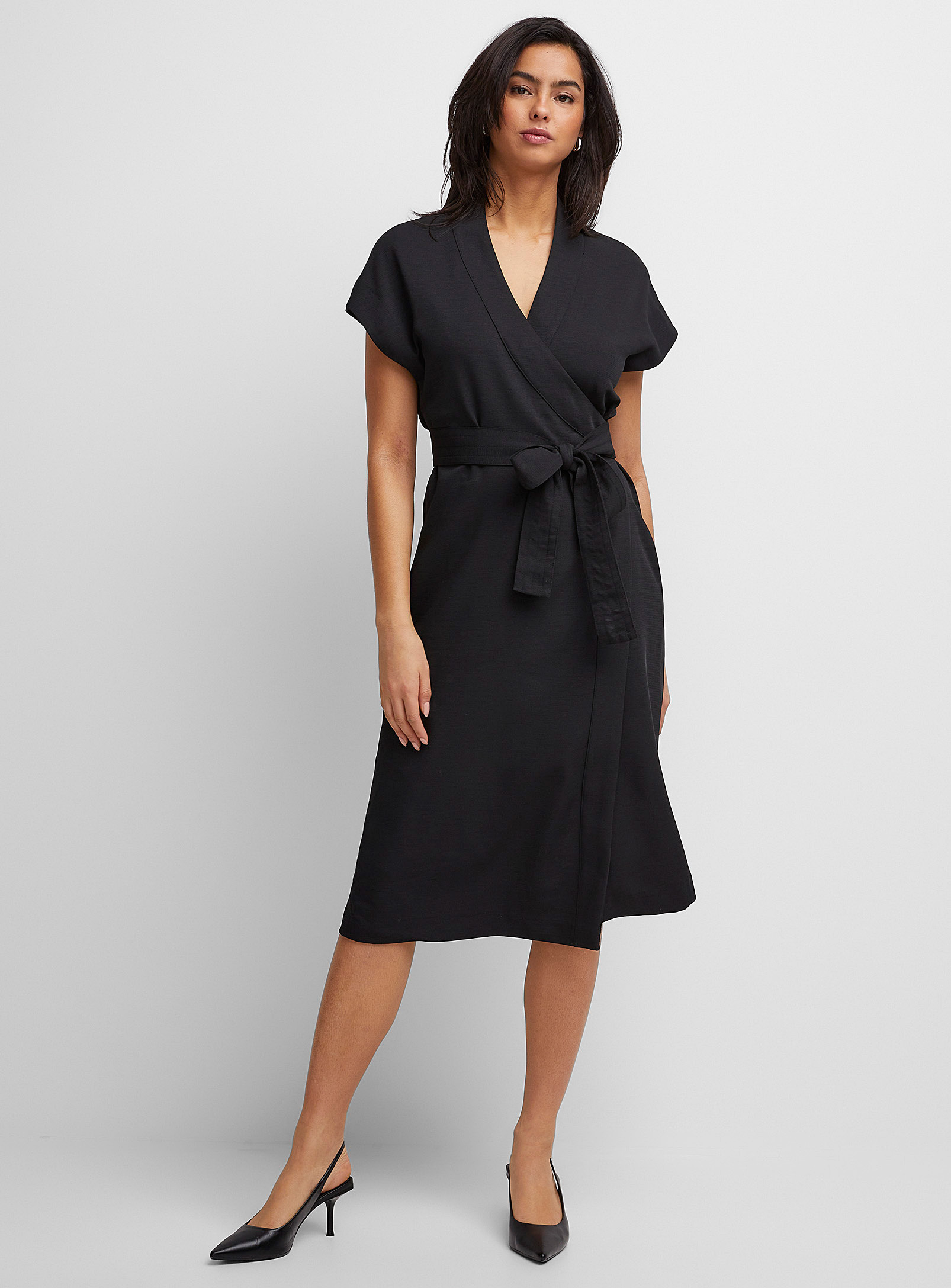 Icone Piqué Kimono Dress In Black