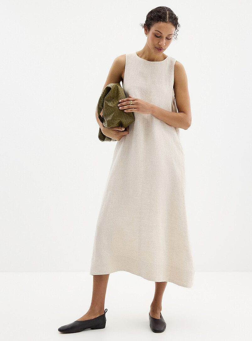 Pure Linen Trapeze Maxi Dress