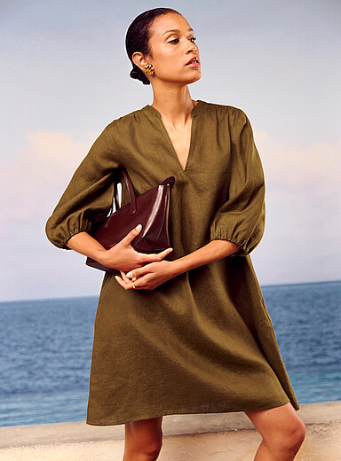 La robe ample manches 3/4 pur lin