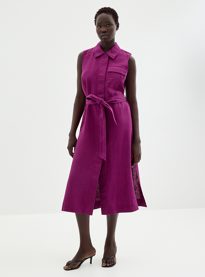Pure Linen Belted Shirtdress