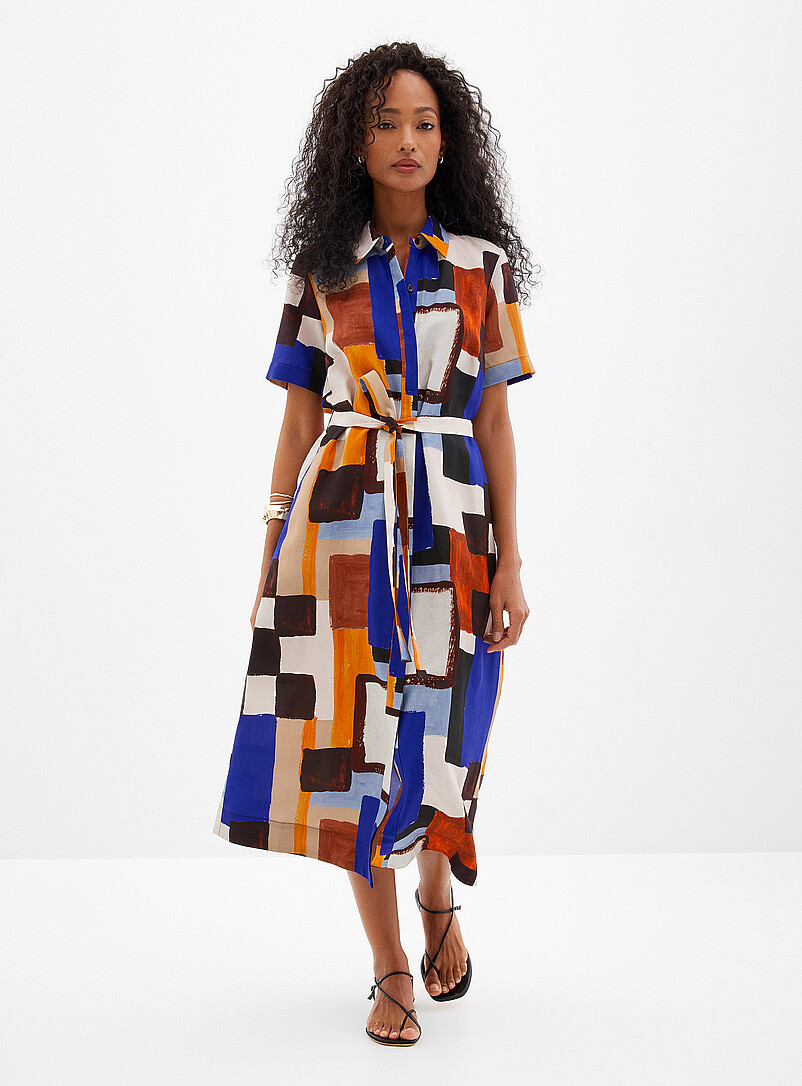 Greek Ceramic Belted Shirtdress