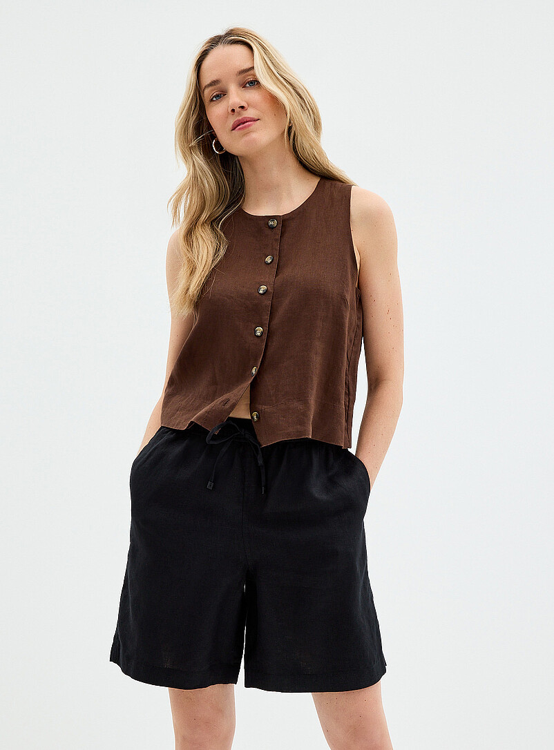 Drawcord Waist Pure Linen Bermuda Short