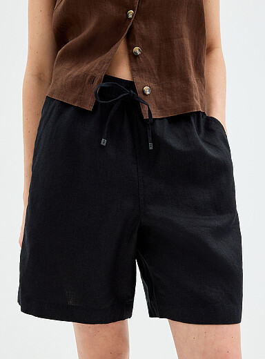Drawcord waist pure linen Bermuda short product image 3