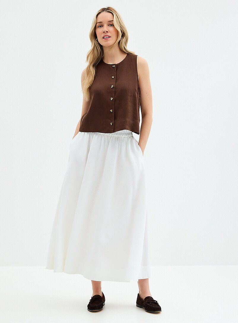 Pure Linen Flared Skirt