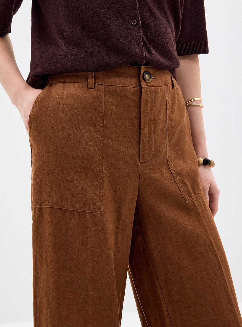 XL pockets pure linen cropped pant Fit: Wide leg, high rise product image 2